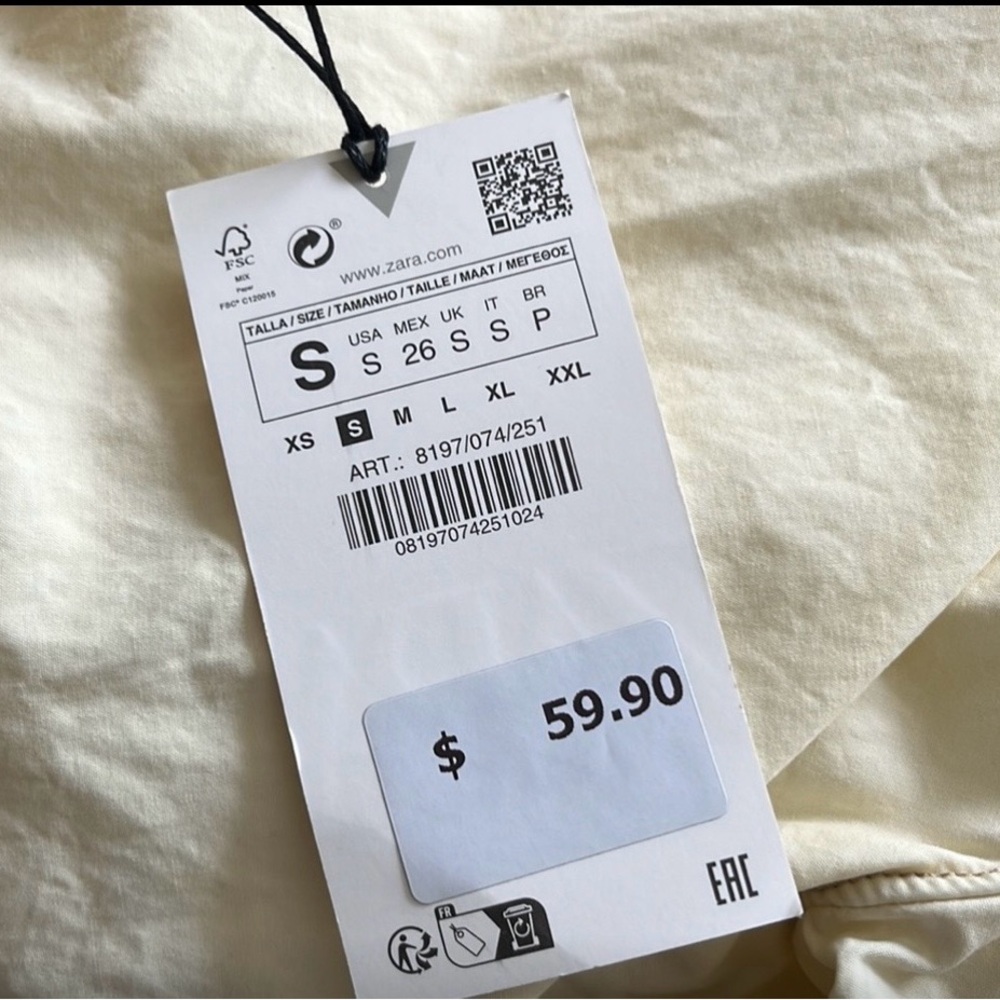 98# NWT Zara Women's Beige Oversized Shacket - Utility Jacket - Picture 7 of 8